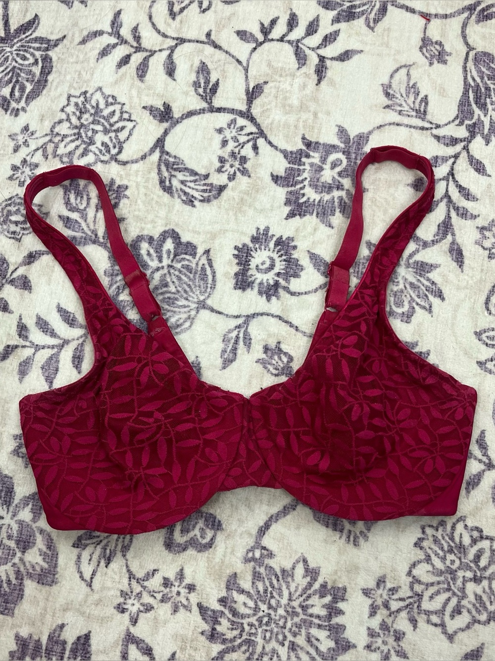 vintage whimsigoth fairy magenta olga leaves wired lace minimizer bra 36D